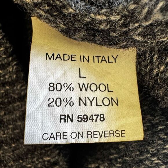 Iceland Wool Men's Pullover Sweater 1/4 Zip Blue Made in Italy SZ L #2369 - Picture 9 of 11